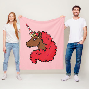 Couverture Polaire Red Afro Unicorn