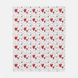 Couverture Polaire Red and Black Doodle Hearts Love 