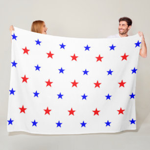 Couverture Polaire Red and Blue Stars - Starry Sky Motif