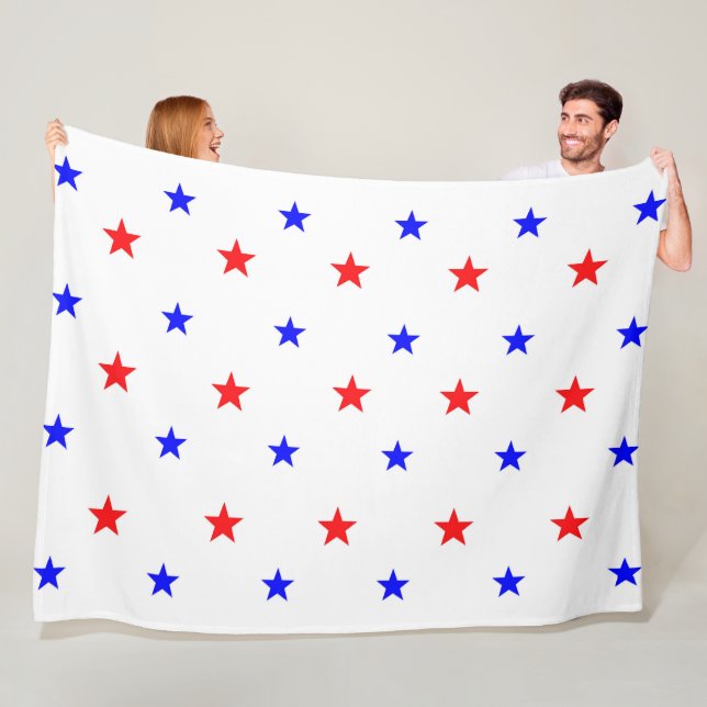 Couverture Polaire Red and Blue Stars - Starry Sky Motif (En situation)
