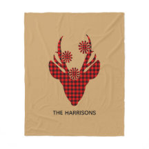 Red Buffalo Plaid Deer Head Personnalisé
