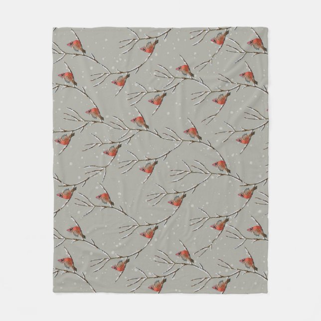 Couverture Polaire Red Cardinal Perched on a Tree Branch Fleece Blank (Devant)