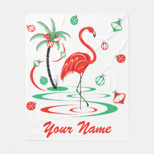 Couverture Polaire Red Christmas Flamant rose Nom fleece