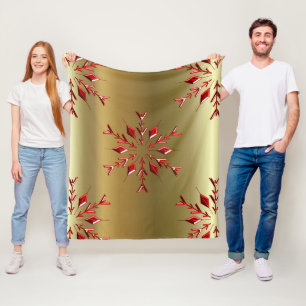 Couverture Polaire Red Christmas Stars on Gold