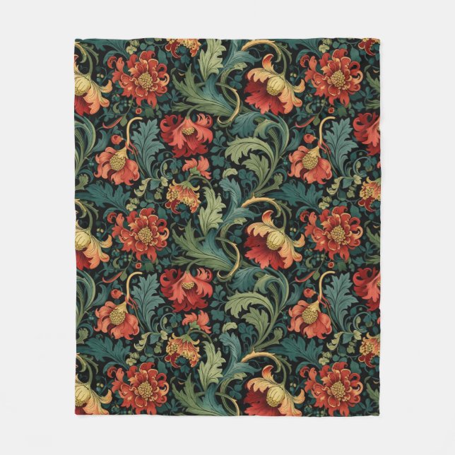 Couverture Polaire Red Floral William Morris print (Devant)