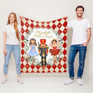 Couverture Polaire Red Gold Nutcracker Holiday Wreath Nursery