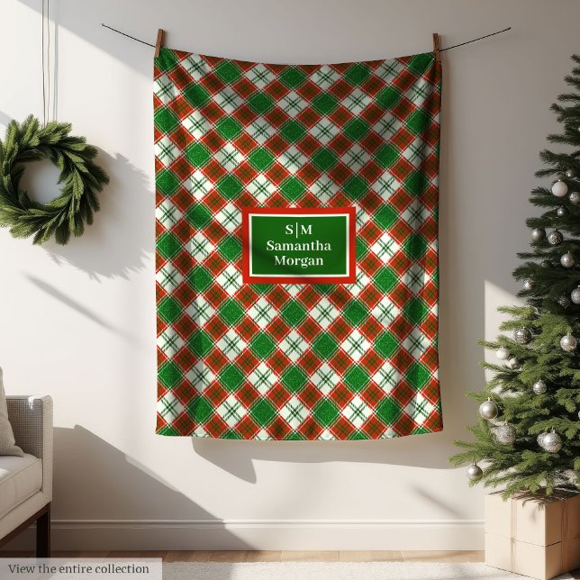 Couverture Polaire Red Green Checkered Blanket Custom Name Cozy Art (Red Green Checkered Blanket Custom Name Cozy Art)
