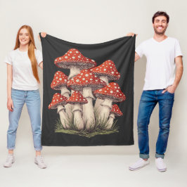 Couverture Polaire Red Mushroom Cluster Graphic - Retro Cottagecore