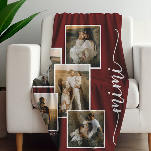 Couverture Polaire Red Personnalisé Mimi Grand-Enfant 5 Photo Collage