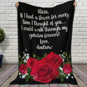 Couverture Polaire Red Roses Bouquet personnalisé note d'amour
