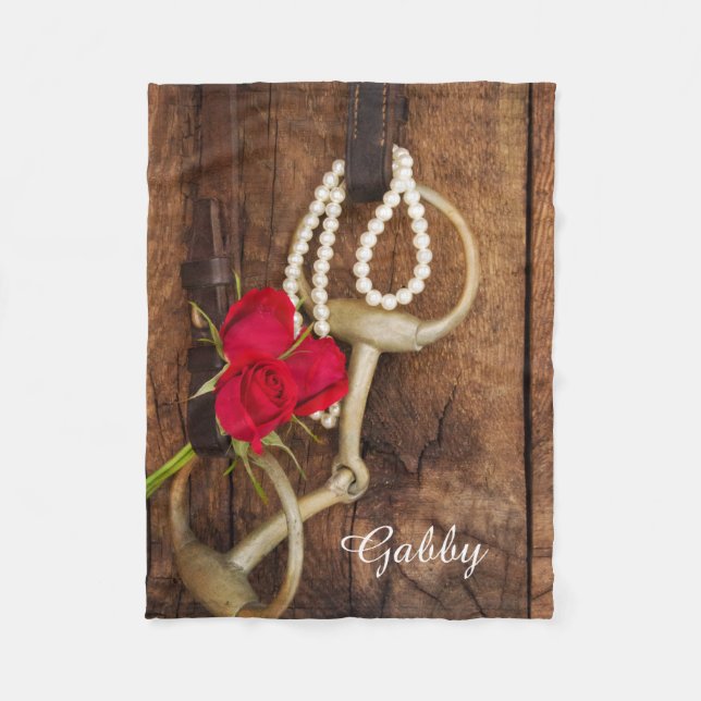 Couverture Polaire Red Roses et cheval Bit Pays Ouest (Devant)