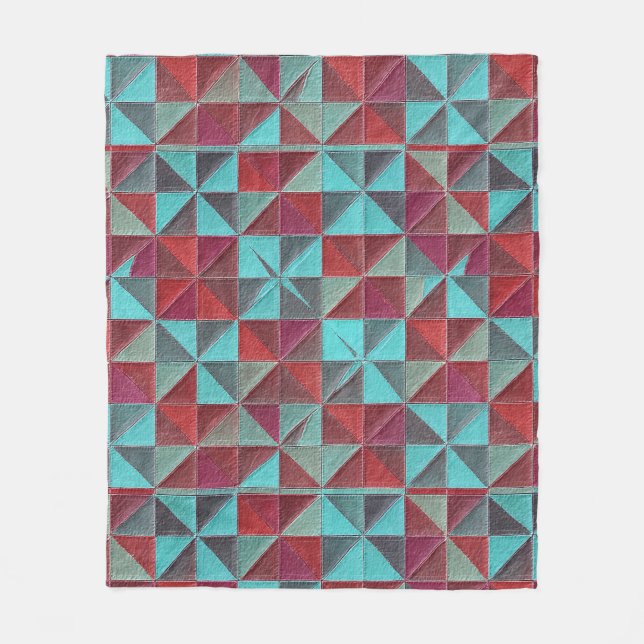 Couverture Polaire red, teal, purple, and gray quilt (Devant)