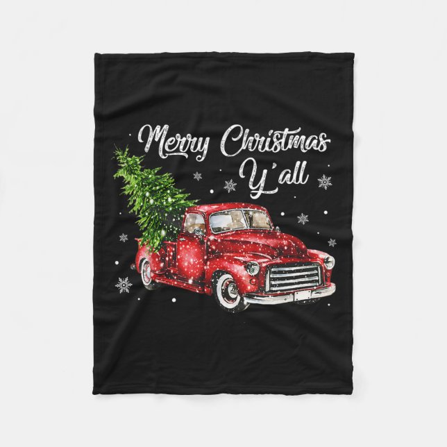 Couverture Polaire Red Truck Christmas Funny Merry Christmas Yall Wom (Devant)