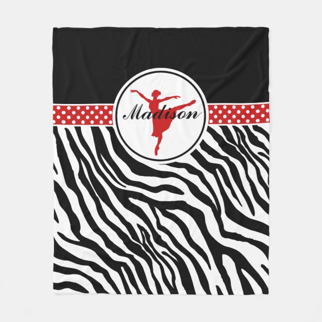Couverture Polaire Red Your Name Zebra Print Ballet Dancer (Devant)