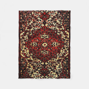 Couverture Polaire Regard de tapis de Perse dans rouge foncé et crème