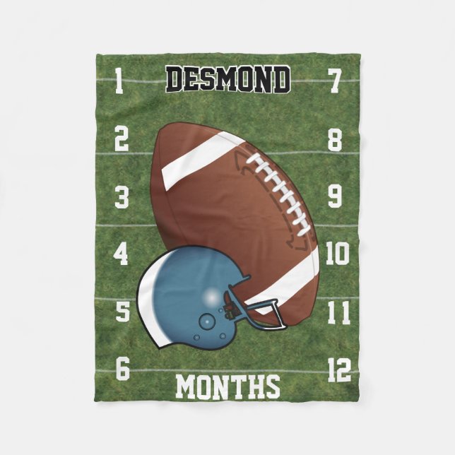 Couverture Polaire Regardez-moi grandir 👶 - Sport Football 🏈- Blue (Devant)