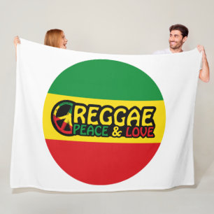 Couverture Polaire Reggae art avec des mots positifs Paix et Amour