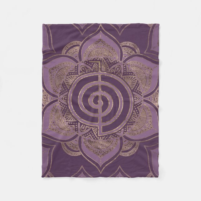 Couverture Polaire Reiki Cho Ku Rei - pastel et or (Devant)