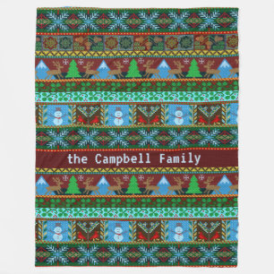 Couverture Polaire Reinder de Noël Nom de famille