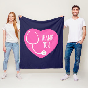 Couverture Polaire Remerciements  Stéthoscope à coeur rose