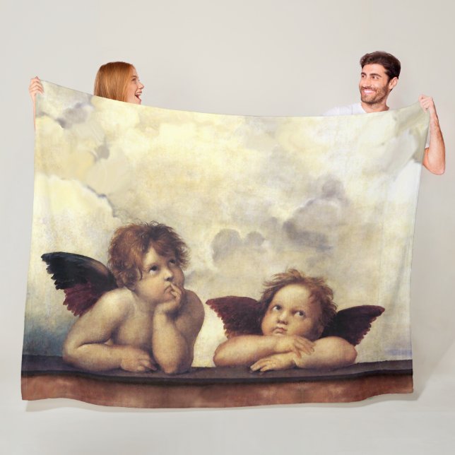Couverture Polaire RENAISSANCE ANGELS Raffaello Sanzio, Cherubs ailés (En situation)