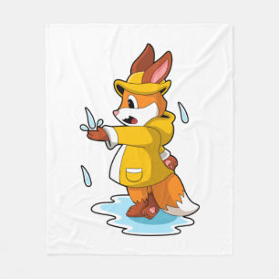 Couverture Polaire Renard à la pluie avec gouttes de pluie