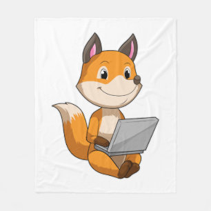 Couverture Polaire Renard avec ordinateur portable