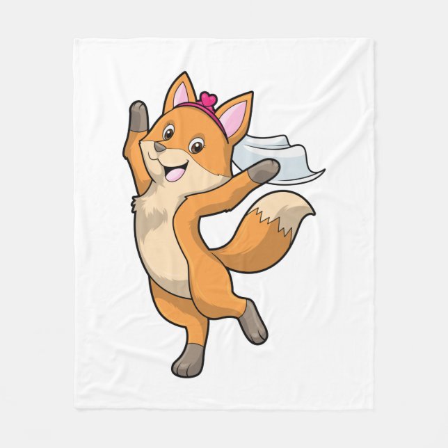 Couverture Polaire Renard comme mariée avec voile et cœur (Devant)