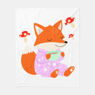 Couverture Polaire Renard cosy en Pyjamas Blanche pour enfants