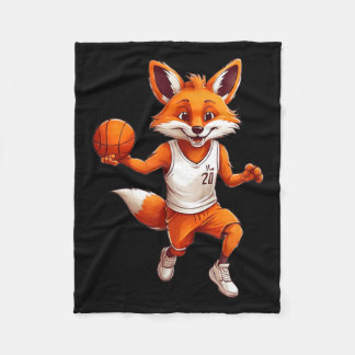 Couverture Polaire Renard de dessin animé mignon jouant au baseball