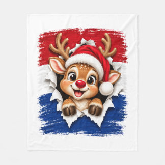 Couverture Polaire Renne néerlandais de Noël