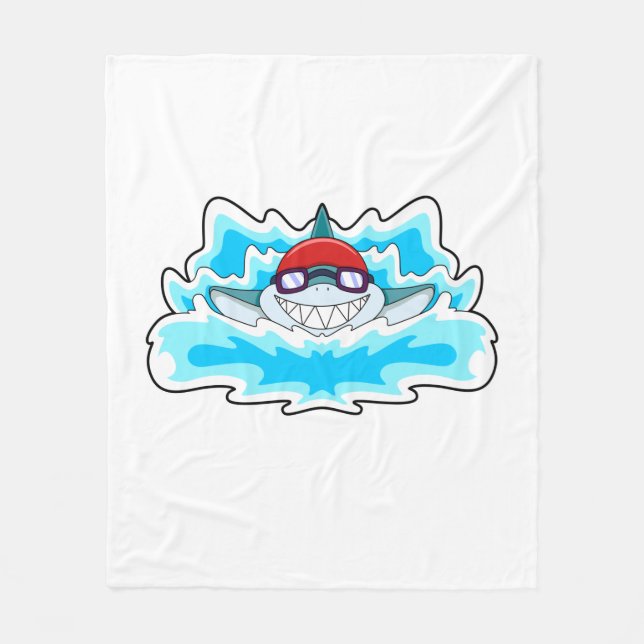 Couverture Polaire Requin à nager avec lunettes de natation (Devant)