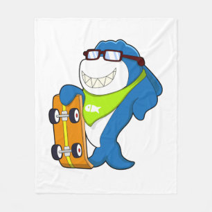 Couverture Polaire Requin comme patineur avec skateboard