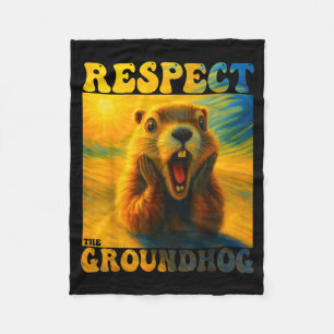 Couverture Polaire Respectez le marmotte drôle woodchuck mignon enfan