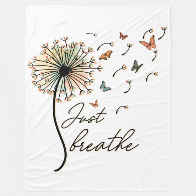 Couverture Polaire Respire le Dandelion avec des papillons (Devant)