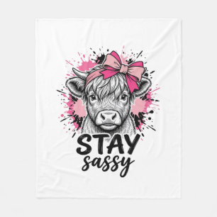 Couverture Polaire Restez Sassy Vache Highland Rose Gravure Vintage S