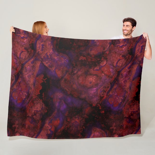 Couverture Polaire Résumé de pierre rouge et violette (En situation)