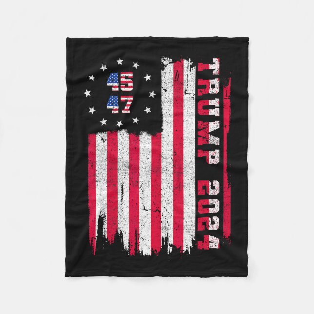 Couverture Polaire Retour) 45 47 Trump 2024 Drapeau américain (Devant)