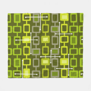 Couverture Polaire Rétro 1950 Motif géométrique Chartreuse