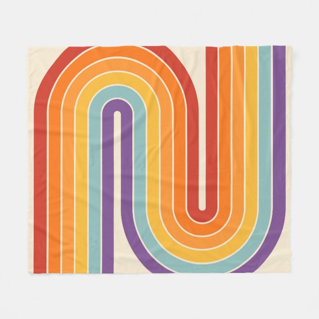 Couverture Polaire Retro 1970s Style Arched Stripes Geometric Pattern (Devant (Horizontal))