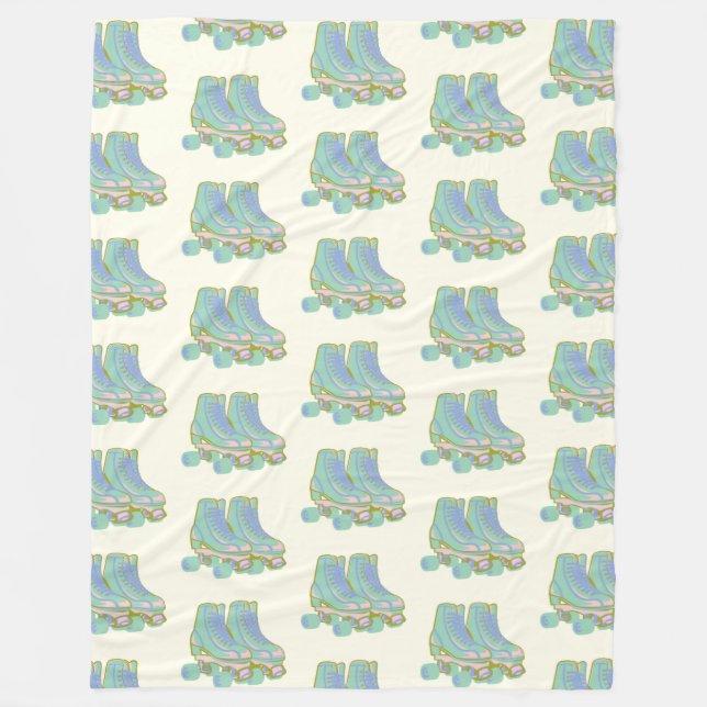 Couverture Polaire Retro 80s Roller Skates Motif Pastel Skater 90s (Devant)