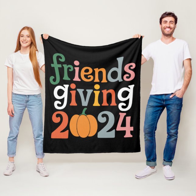 Couverture Polaire Retro Amis Donnant 2024 Thanksgiving Fall (En situation)