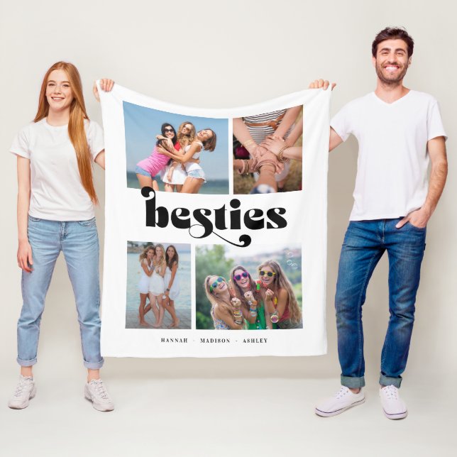 Couverture Polaire Retro Besties 4 Photo Friends Collage (En situation)