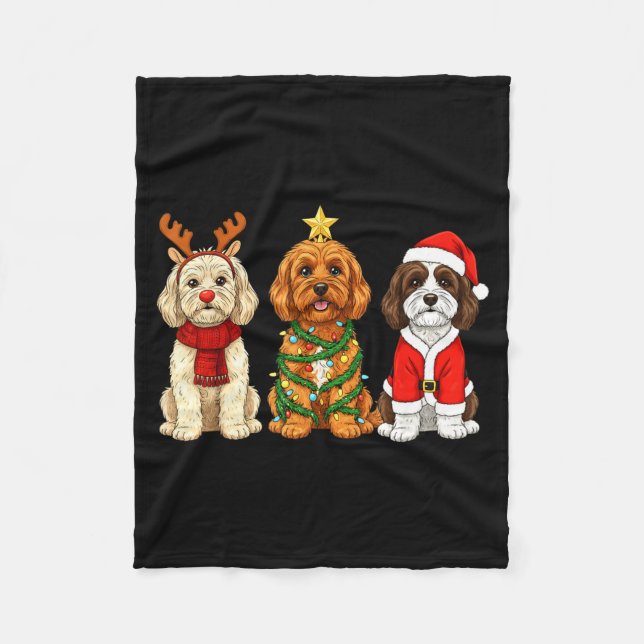 Couverture Polaire Retro Christmas Ao Santa Reindeer Dog Lover  (Devant)