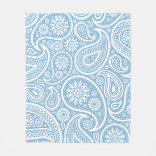 Couverture Polaire Rétro copie blanche bleu-clair de Paisley
