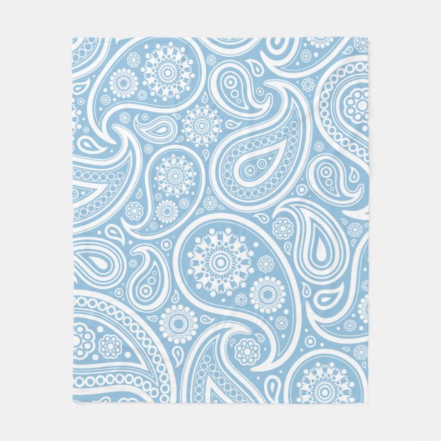 Couverture Polaire Rétro copie blanche bleu-clair de Paisley (Devant)