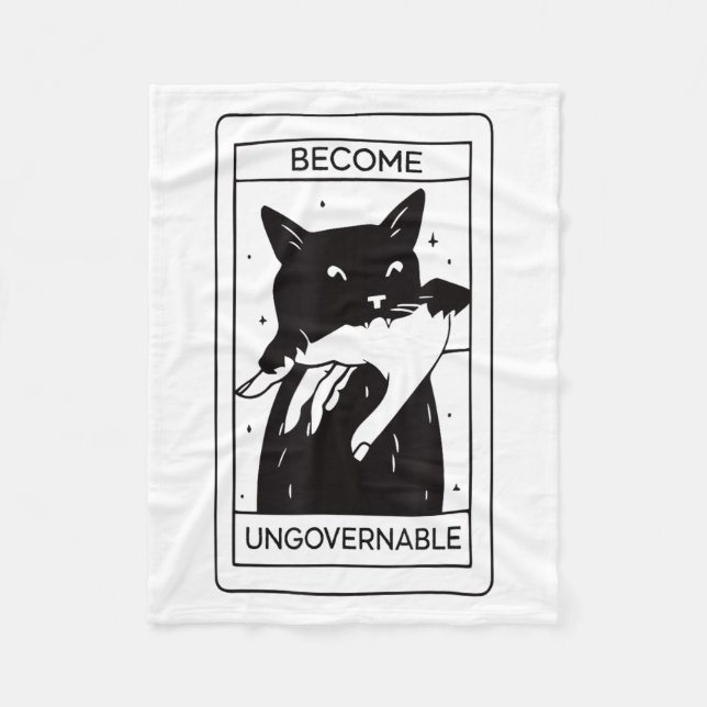 Couverture Polaire Retro Devenir ingouvernable Chat Noir Mâle de mors (Devant)