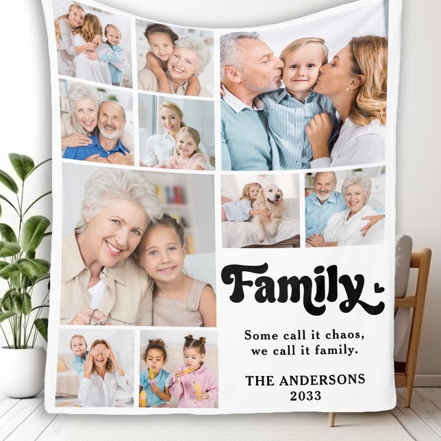 Couverture Polaire Retro FAMILLE Personnalisée 10 Photo Collage (Créateur téléchargé)