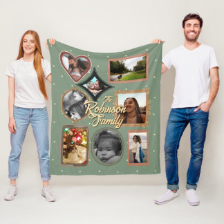 Couverture Polaire Retro Family 8 Photo Collage CUSTOM