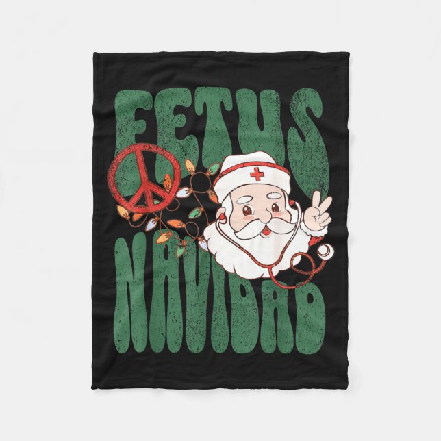 Couverture Polaire Retro Fetus Navidad Santa Claus Christmas Obgyn Nu (Devant)